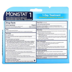 Monistat 1-Day Treatment Combination Pack Day or Night Ovule Maximum Strength 1 Ovule Insert 2.6 g + 0.32 oz (9 g) Tube 363736441807