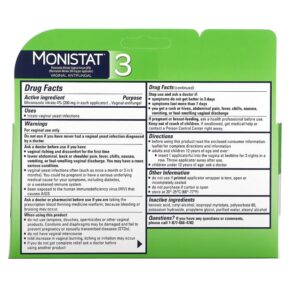 Monistat 3-Day Treatment Cream 3 Prefilled Applicators 0.18 oz (5 g) Each 363736442019