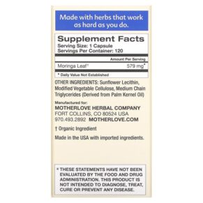 Motherlove Moringa 120 Liquid Capsules 759160650029