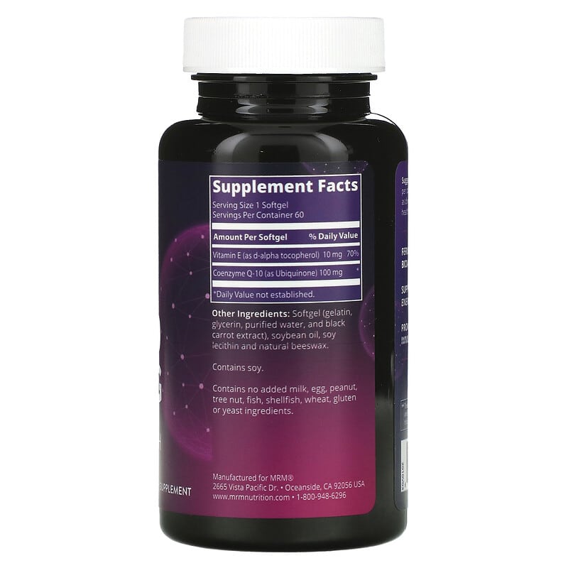 MRM Nutrition CoQ-10 100 mg 60 Softgels 8 Thành phần vi chất MRM Nutrition CoQ-10 100 mg 60 viên 609492550088