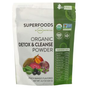 MRM Nutrition Organic Detox & Cleanse Powder Peach Mango 4.2 oz (120 g) 609492800121