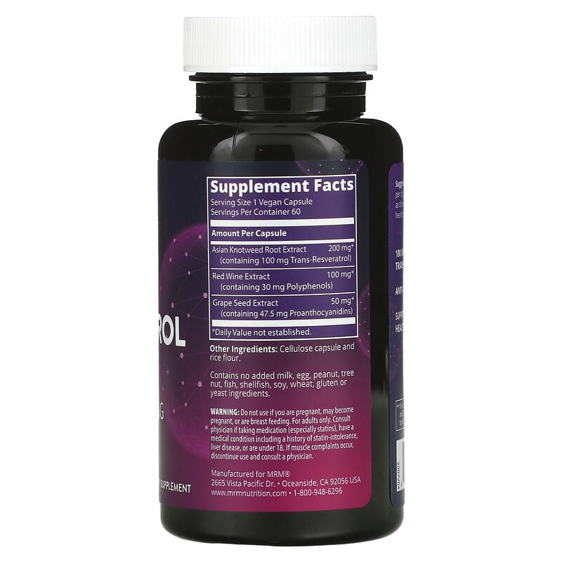 MRM Nutrition Resveratrol 60 Vegan Capsules 8 Thành phần vi chất MRM Nutrition Resveratrol 60 viên 609492850003