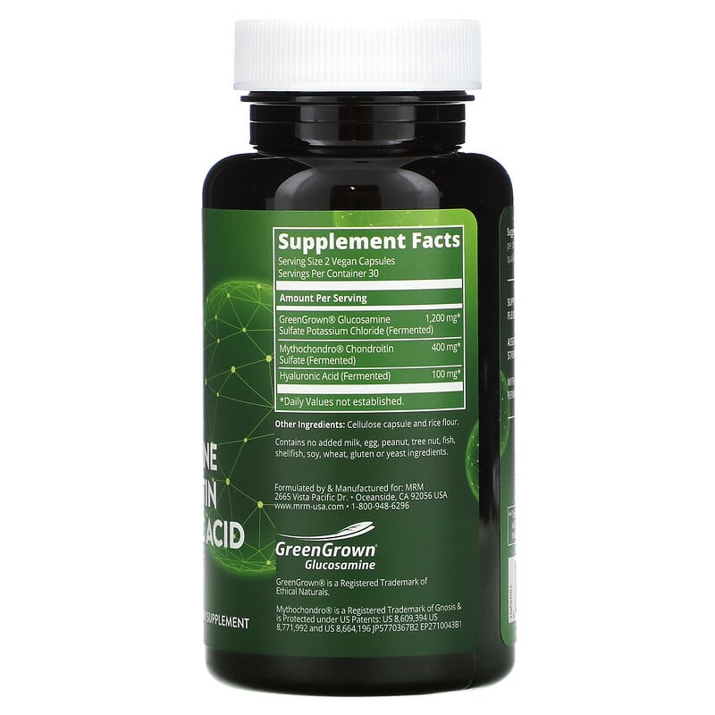 MRM Nutrition Vegan Glucosamine Chondroitin & Hyaluronic Acid 60 Vegan Capsules 8 Thành phần vi chất MRM Nutrition Vegan Glucosamine Chondroitin & Hyaluronic Acid 60 viên 609492230133