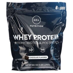 MRM Nutrition Whey Protein + Probiotics & Postbiotics Chocolate 5 lb (2.270 g) 609492720504