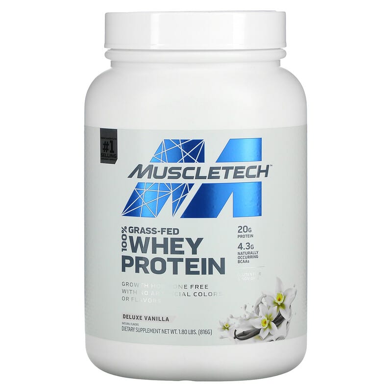 MuscleTech Grass-Fed 100% Whey Protein Deluxe Vanilla 1.8 lbs (816 g) 1 MuscleTech Grass-Fed 100% Whey Protein Deluxe Vanilla 1.8 lbs (816 g) 631656715972