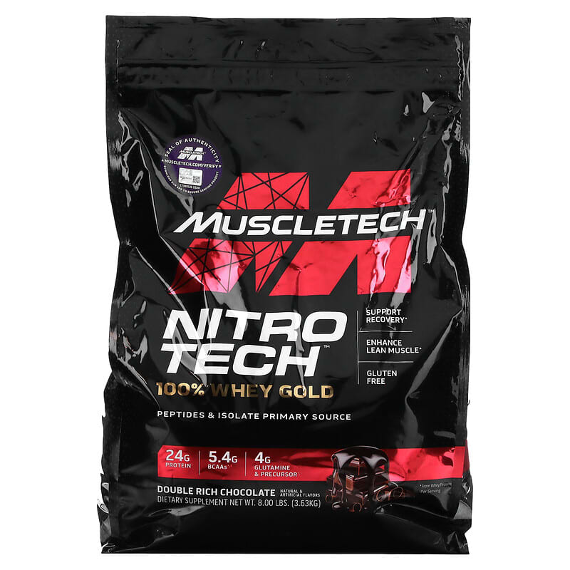 MuscleTech Nitro Tech 100% Whey Gold Double Rich Chocolate 8 lbs (3.63 kg) 1 MuscleTech Nitro Tech 100% Whey Gold Double Rich Chocolate 8 lbs (3.63 kg) 631656711813