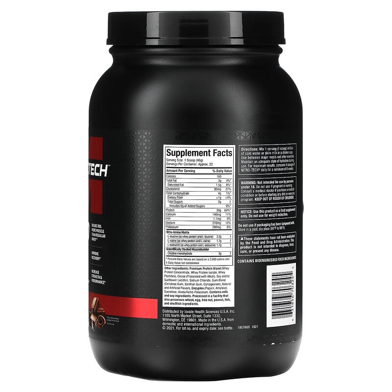 MuscleTech Nitro Tech Whey Protein Milk Chocolate 2.20 lbs (998 g) 8 Thành phần vi chất MuscleTech Nitro Tech Whey Protein Milk Chocolate 2.20 lbs (998 g) 631656703245