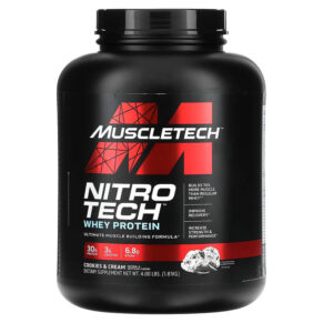 MuscleTech Nitro Tech Whey Protein Ultimate Muscle Building Formula Cookies & Cream 4 lbs (1.81 kg) 631656703313