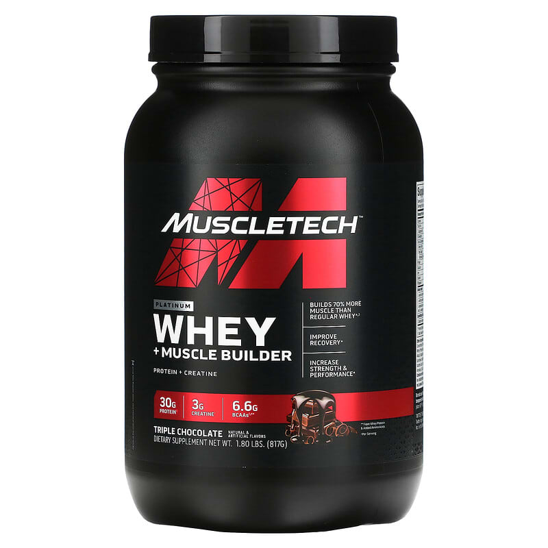 MuscleTech Platinum Whey + Muscle Builder Triple Chocolate 1.8 lbs (817 g) 1 MuscleTech Platinum Whey + Muscle Builder Triple Chocolate 1.8 lbs (817 g) 631656716559