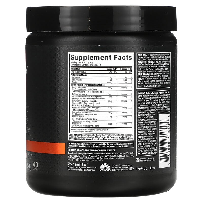 MuscleTech Shatter Pre-Workout Ripped Rainbow Candy 8.95 oz (254 g) 8 Thành phần vi chất MuscleTech Shatter Pre-Workout Ripped Rainbow Candy 8.95 oz (254 g) 631656716504