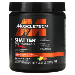 MuscleTech Shatter Pre-Workout Ripped Rainbow Candy 8.95 oz (254 g) 631656716504