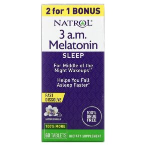 Natrol 3 A.M. Melatonin Sleep Lavender Vanilla 60 viên 047469078195