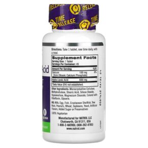 Natrol Alpha Lipoic Acid Time Release 600 mg 45 Tablets 047469052294