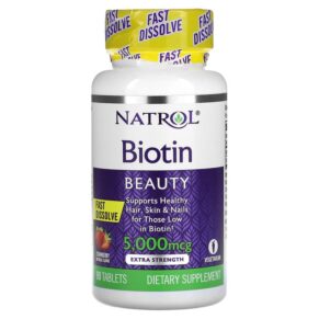 Natrol Biotin Fast Dissolve Extra Strength Strawberry 5.000 mcg 90 viên 047469063238
