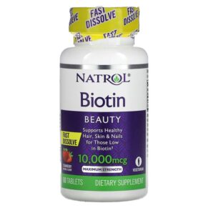 Natrol Biotin Fast Dissolve Maximum Strength Strawberry 10.000 mcg 60 viên 047469068851