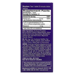 Natrol Melatonin + 5-HTP Advanced Sleep 60 Bi-Layer Tablets 047469072292