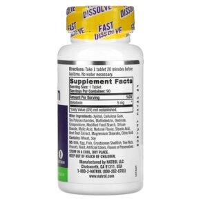Natrol Melatonin Fast Dissolve Extra Strength Strawberry 5 mg 90 Tablets 047469058654
