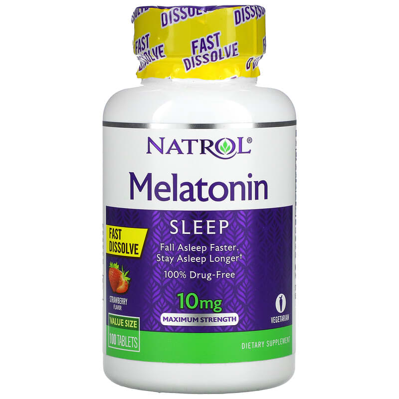 Natrol Melatonin Fast Dissolve Maximum Strength Strawberry 10 mg 100 Tablets 1 Natrol Melatonin Fast Dissolve Maximum Strength Strawberry 10 mg 100 viên 047469071509