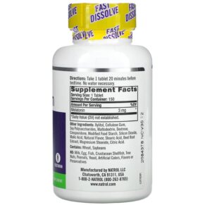 Natrol Melatonin Fast Dissolve Strawberry 3 mg 150 Tablets 047469072810