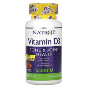 Natrol Vitamin D3 Bone & Joint Health Strawberry 5.000 IU 90 viên 047469058913