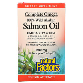 Natural Factors 100% Wild Alaskan Salmon Oil 1300 mg 90 Enteripure viên 068958022659