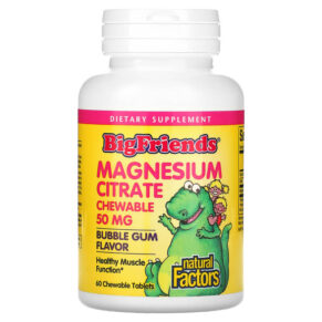 Natural Factors Big Friends Magnesium Citrate Bubble Gum 50 mg 60 viên 068958016481