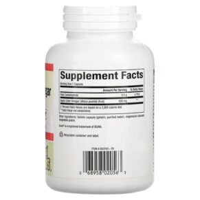 Natural Factors Fermented Apple Cider Vinegar 500 mg 180 Easy to Swallow Capsules 068958020563