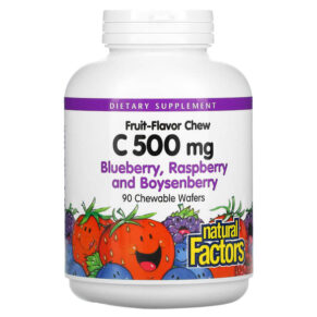 Natural Factors Fruit-Flavor Chew Vitamin C Blueberry Raspberry & Boysenberry 500 mg 90 bánh 068958013268