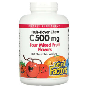 Natural Factors Fruit-Flavor Chew Vitamin C Four Mixed Fruit Flavors 500 mg 180 bánh 068958013367