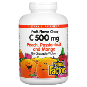 Natural Factors Fruit-Flavor Chew Vitamin C Peach Passionfruit & Mango 500 mg 180 bánh 068958013251