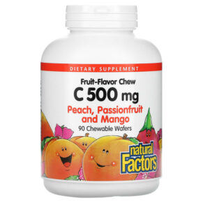 Natural Factors Fruit-Flavor Chew Vitamin C Peach Passionfruit & Mango 500 mg 90 bánh 068958013244