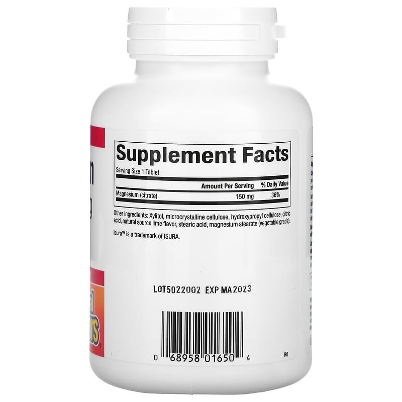 Natural Factors Magnesium Citrate Key Lime 150 mg 60 Chewable Tablets 8 Thành phần vi chất Natural Factors Magnesium Citrate Key Lime 150 mg 60 viên 068958016504