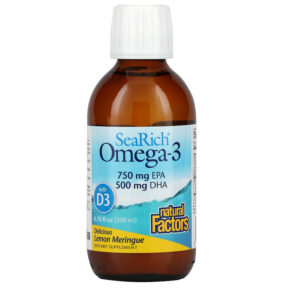 Natural Factors SeaRich Omega-3 + Vitamin D3 Delicious Lemon Meringue 6.76 fl oz (200 ml) 068958357454