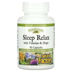 Natural Factors Sleep Relax + Valerian & Hops 90 viên 068958046556