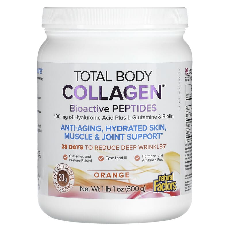 Natural Factors Total Body Collagen Bioactive Peptides Orange 100 mg 1 lb 1 oz (500 g) 1 Natural Factors Total Body Collagen Bioactive Peptides Orange 100 mg 1 lb 1 oz (500 g) 068958026312