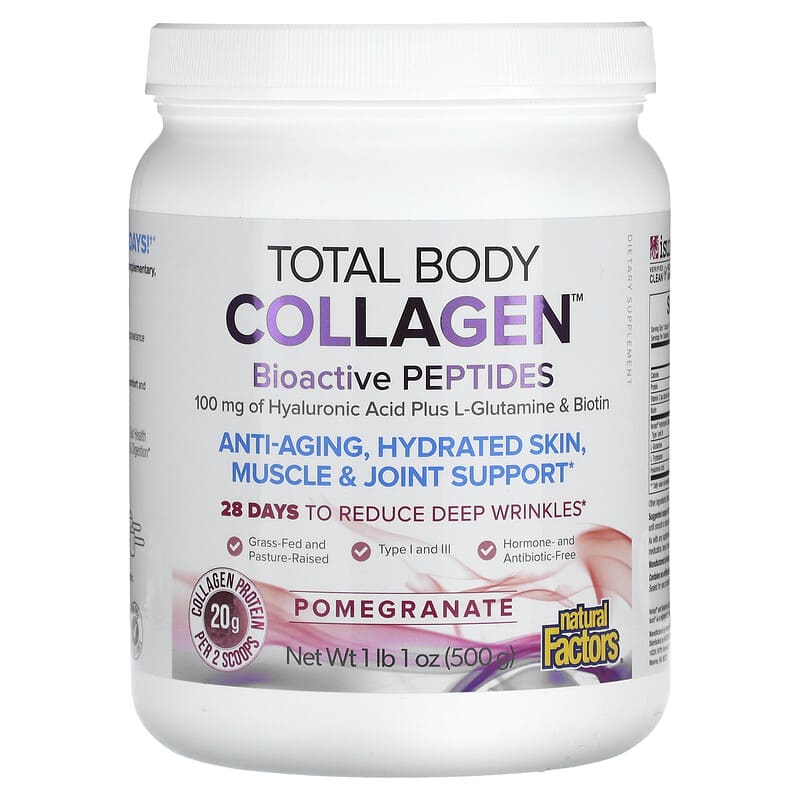 Natural Factors Total Body Collagen Bioactive Peptides Pomegranate 100 mg 1 lb 1 oz (500 g) 1 Natural Factors Total Body Collagen Bioactive Peptides Pomegranate 100 mg 1 lb 1 oz (500 g) 068958026350