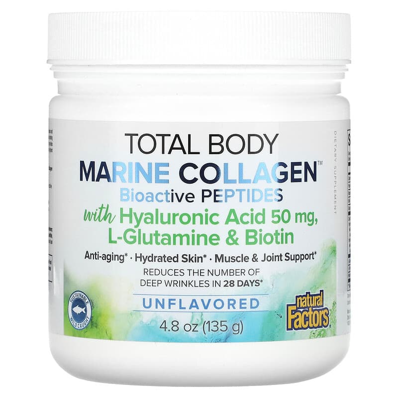 Natural Factors Total Body Marine Collagen Bioactive Peptides Unflavored 4.8 oz (135 g) 068958026299