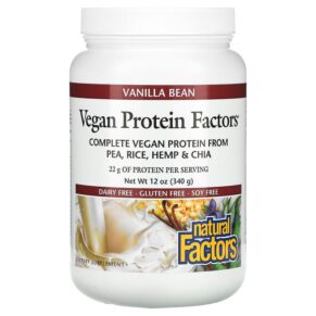 Natural Factors Vegan Protein Factors Vanilla Bean 12 oz (340 g) 068958029238