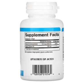 Natural Factors Vitamin D3 125 mcg (5.000 IU) 120 Softgels 068958010564