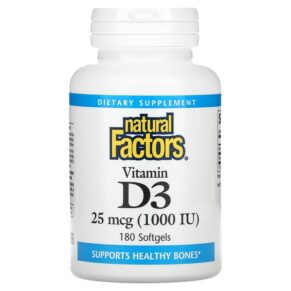 Natural Factors Vitamin D3 25 mcg (1.000 IU) 180 viên 068958010540
