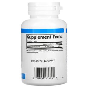 Natural Factors Vitamin D3 25 mcg (1.000 IU) 90 Tablets 068958010502