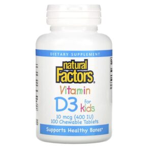 Natural Factors Vitamin D3 for Kids Strawberry 10 mcg (400 IU) 100 viên 068958010595