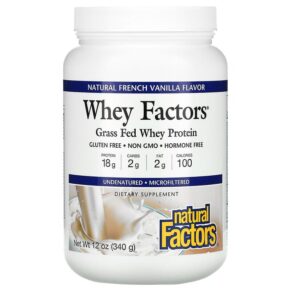 Natural Factors Whey Factors Grass Fed Whey Protein Natural French Vanilla 12 oz (340 g) 068958029269