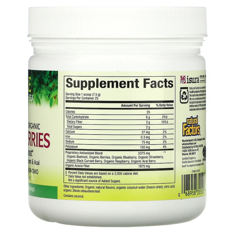 Natural Factors Whole Earth & Sea Beets & Berries Antioxidant Boost 6.6 oz (187 g) 8 Thành phần vi chất Natural Factors Whole Earth & Sea Beets & Berries Antioxidant Boost 6.6 oz (187 g) 068958355528
