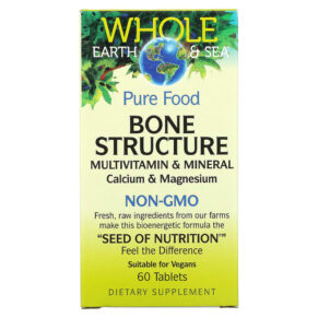Natural Factors Whole Earth & Sea Bone Structure Multivitamin & Mineral Calcium & Magnesium 60 viên 068958355054