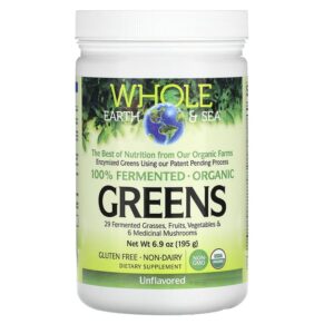 Natural Factors Whole Earth & Sea Greens Unflavored 6.9 oz (195 g) 068958355504