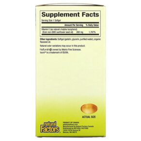 Natural Factors Whole Earth & Sea Sunflower Vitamin E 268 mg 90 Softgels 068958355139
