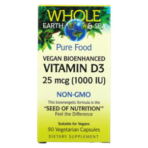 Natural Factors Whole Earth & Sea Vegan Bioenhanced Vitamin D3 25 mcg (1.000 IU) 90 viên 068958355122