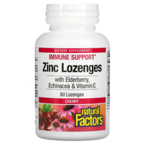 Natural Factors Zinc Lonzenges + Elderberry Echinacea & Vitamin C Cherry 60 viên 068958016894