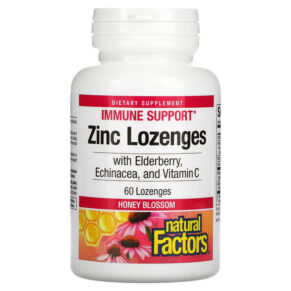 Natural Factors Zinc Lonzenges + Elderberry Echinacea & Vitamin C Honey Blossom 60 viên 068958016887